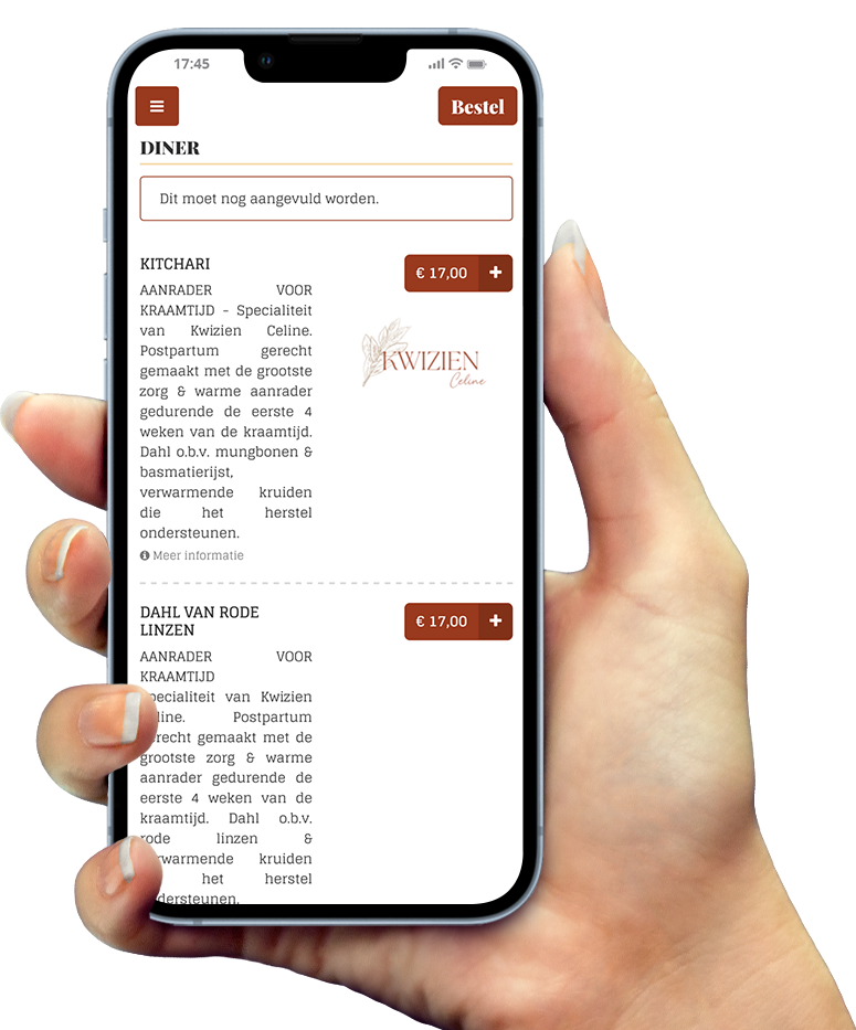 Voorbeeld van onze app op smartphone